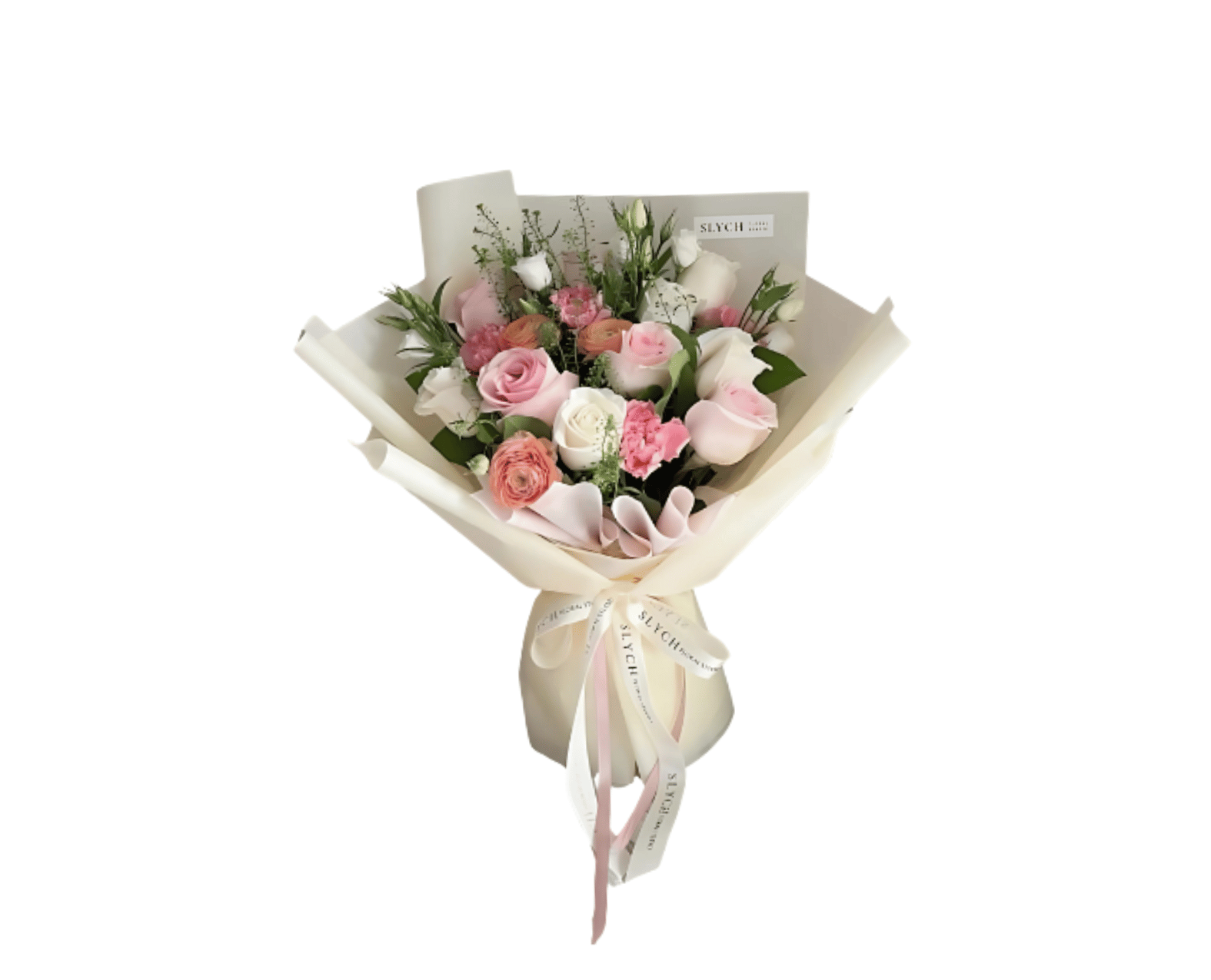 Buket Bunga Pink Putih Elegant Premium